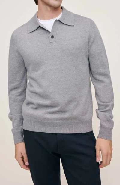 Dl1961 Merino Wool Johnny Collar Polo Sweater In Gray