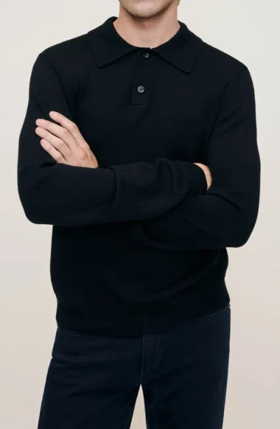 Dl1961 Merino Wool Polo Sweater In Black