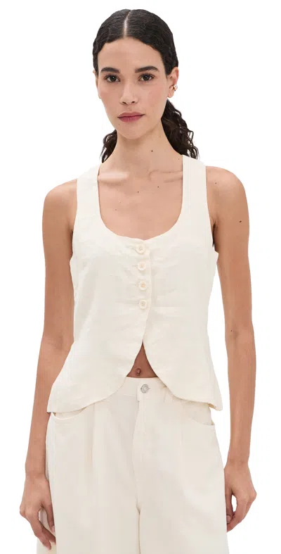 Dl1961 Mona Vest Crema Linen (linen) In White