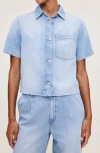 Dl1961 Montauk Crop Denim Button-up Shirt In Beachfront Dl Aura