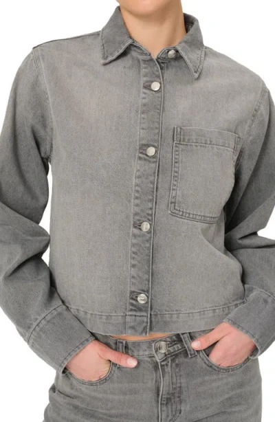 Dl1961 Montauk Crop Denim Button-up Shirt In Gray
