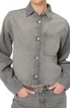 Dl1961 Montauk Crop Denim Button-up Shirt In Gray