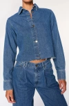 Dl1961 Montauk Crop Denim Button-up Shirt In North Beach Dl Aura