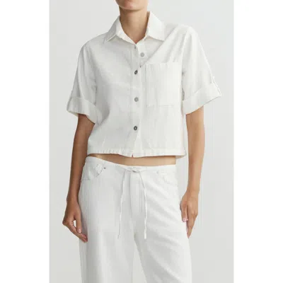 Dl1961 Montauk Cuff Sleeve Crop Shirt In White
