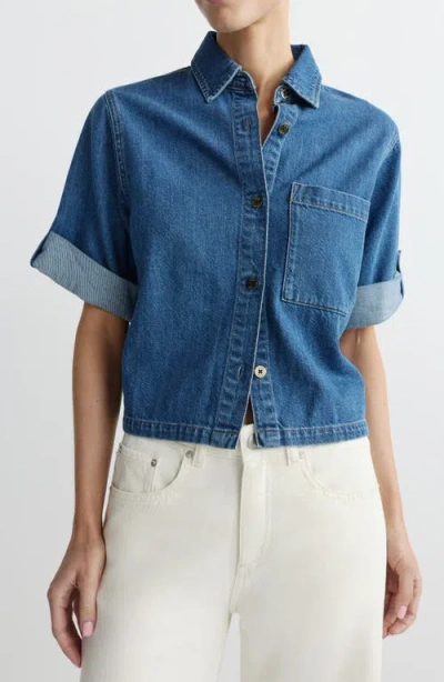 Dl1961 Montauk Cuffed Button-up Denim Top In Blue