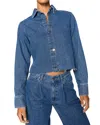 Dl1961 Montauk Crop Denim Button-up Shirt In North Beach