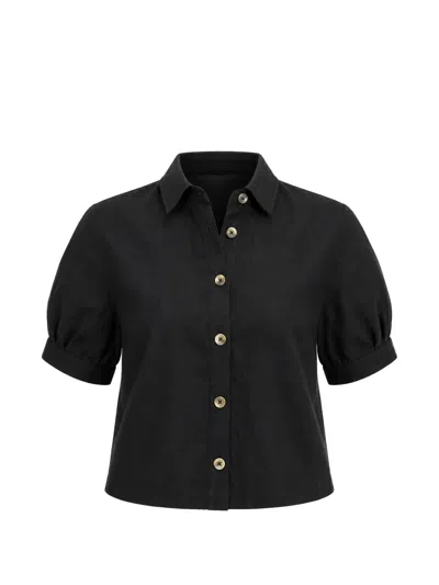 Dl1961 Montauk Puff-sleeve Shirt In Black