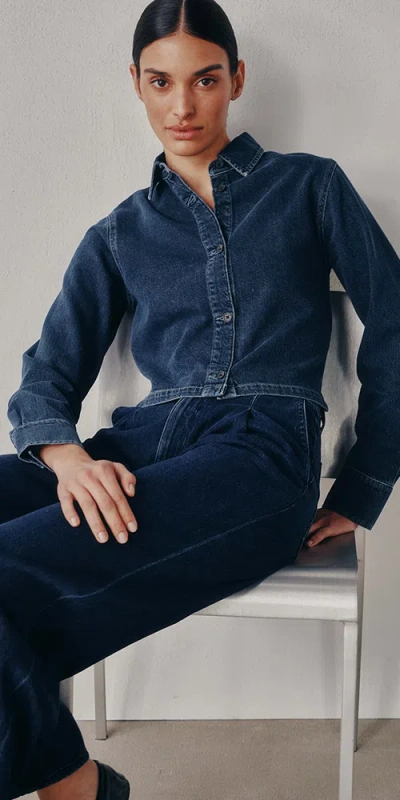 Dl1961 Montauk Shirt Long Sleeve Rain Storm In Blue
