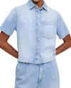 Dl1961 Montauk Crop Denim Button-up Shirt In Beachfront