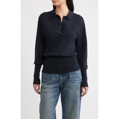 Dl1961 November Long Sleeve Wool Polo In Blue