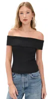 Dl1961 Off Shoulder Top Black (instasculpt Rib) In Black (instasculpt Rib)