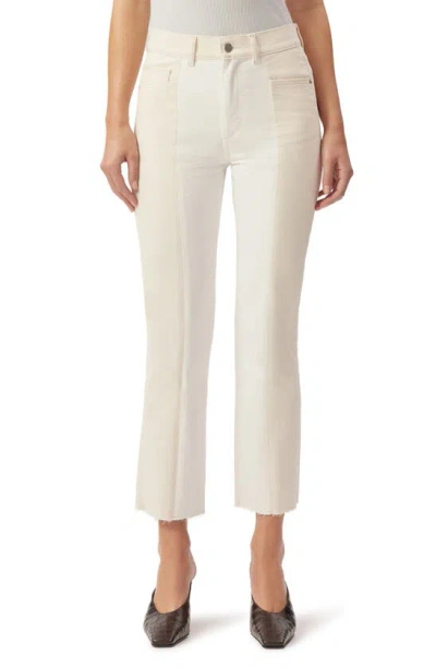 Dl1961 Patti Frayed High Waist Ankle Straight Leg Jeans In Ecru Blocked