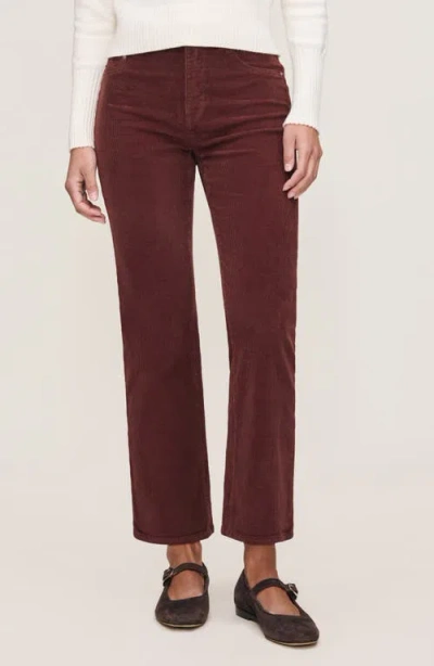 Dl1961 Patti High Waist Ankle Straight Leg Corduroy Pants In Brown