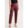 Dl1961 Patti High Waist Ankle Straight Leg Leather Pants In Burgundy