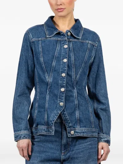 Dl1961 Peplum Denim Jacket In Blue