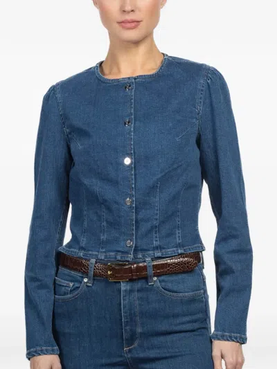 Dl1961 Puff-sleeve Buttoned Blouse In Blue