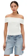 Dl1961 Rib Off Shoulder Top White (instasculpt Rib) In White (instasculpt Rib)