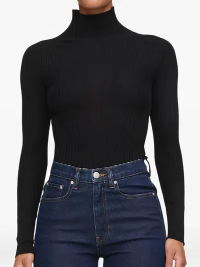 Dl1961 Ribbed-knit Turtleneck Sweater In Animal Print
