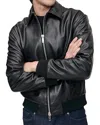 Dl1961 Zip Front Leather Bomber Jacket In Black