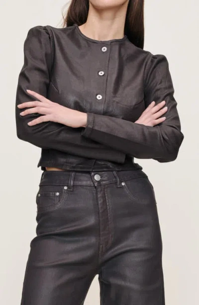 Dl1961 Sculpted Coated Denim Top In Black