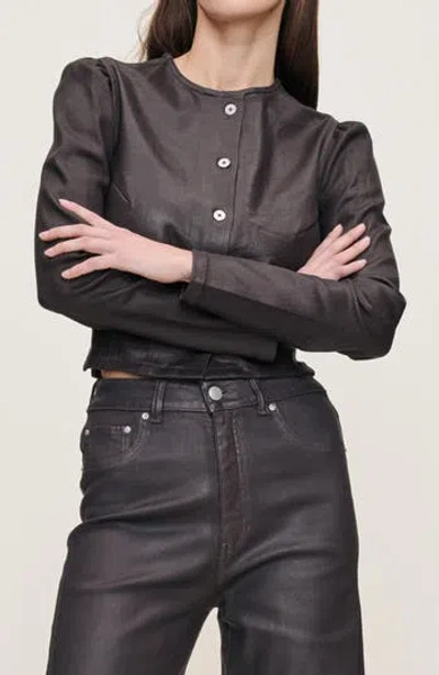 Dl1961 Sculpted Coated Denim Top In Cocoa Coated