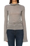 Dl1961 Semisheer Bell Sleeve Turtleneck Top In Gray