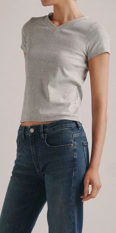 Dl1961 Shrunken Tee V-neck Heather Grey In Gray