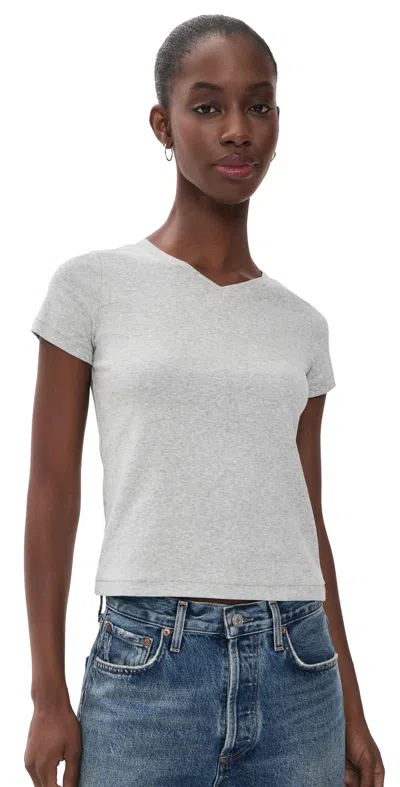 Dl1961 Shrunken V-neck Tee Heather Grey In Gray