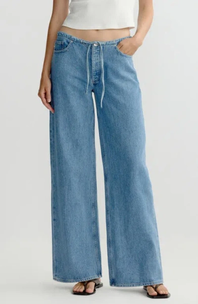 Dl1961 Sienna Drawstring Low Rise Relaxed Wide Leg Jeans In Blue