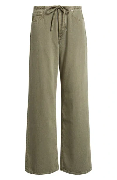 Dl1961 Sienna Drawstring Low Rise Relaxed Wide Leg Jeans In Green