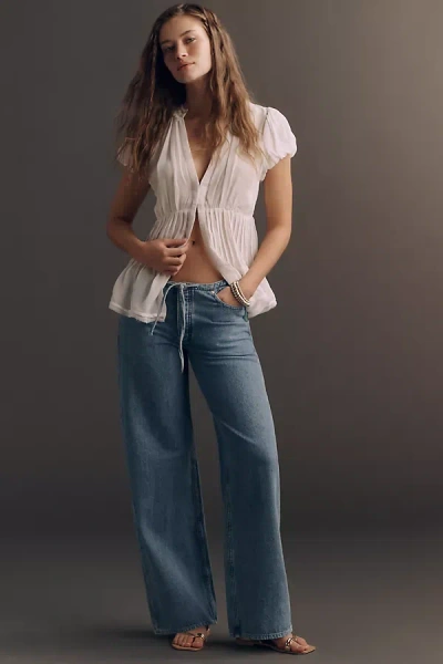 Dl1961 Sienna Drawstring Mid-rise Wide-leg Jeans In Blue