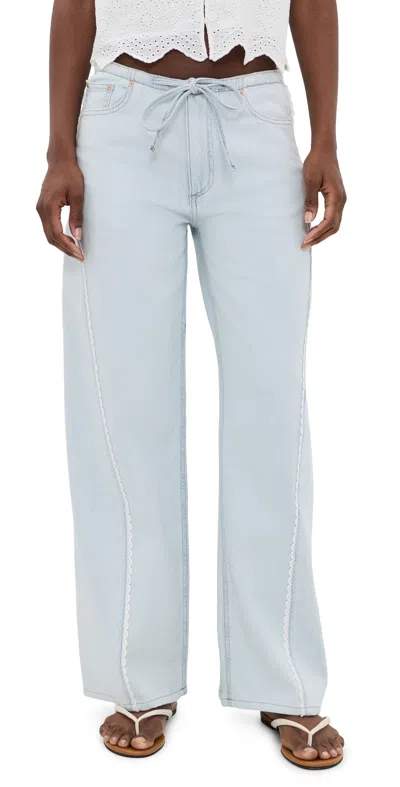 Dl1961 Sienna Low Slung Wide Leg Relaxed Jeans Saltstone Lace (dl Aura) In Blue