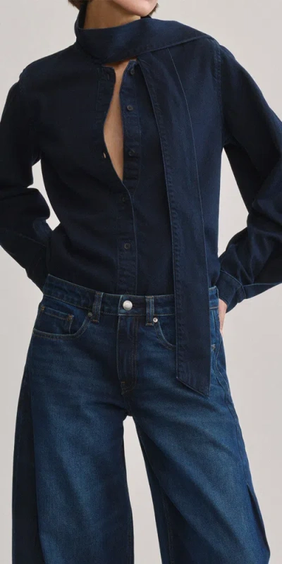 Dl1961 Simone Denim Tie Shirt Nightfall Aura In Blue
