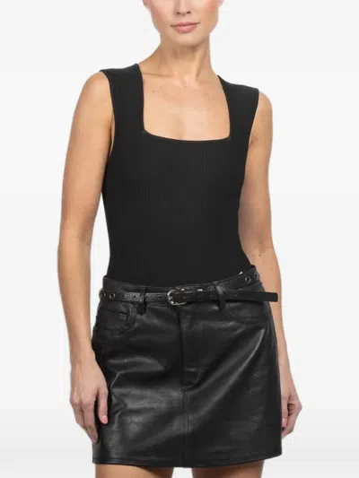 Dl1961 Square-neck Ribbed Top In Black