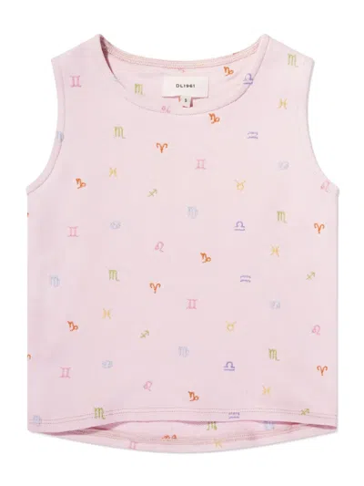 Dl1961 Kids' Star Sign-embroidery Cotton Tank Top In Pink