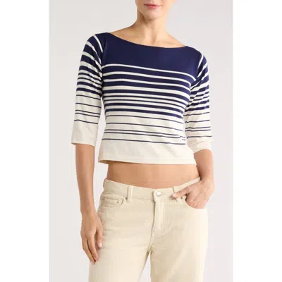 Dl1961 Stripe Boat Neck Top In Blue
