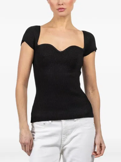 Dl1961 Sweetheart-neck Top In Black