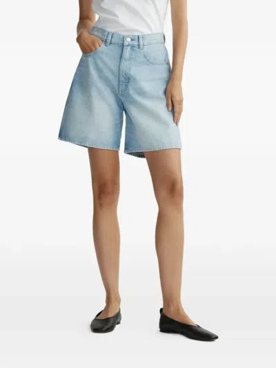 Dl1961 Taylor Faded-effect High-waisted Shorts In Blue
