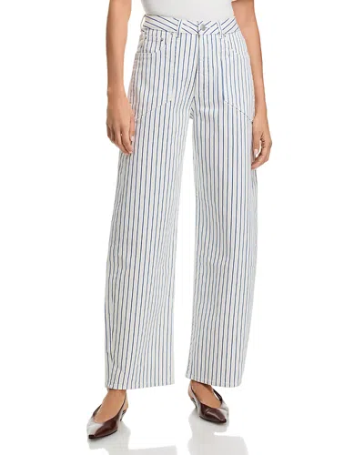 Dl1961 Taylor Relaxed High Rise Barrel Jeans In Nautical Stripe In Blue