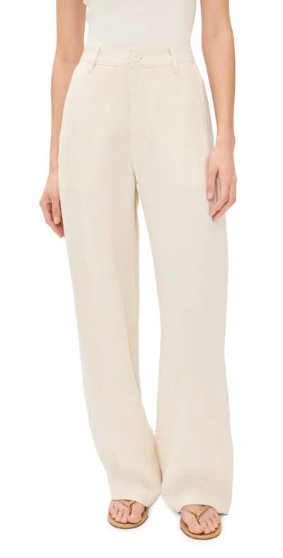 Dl1961 Taylor Relaxed Linen Barrel Trousers Crema Linen (linen) In White