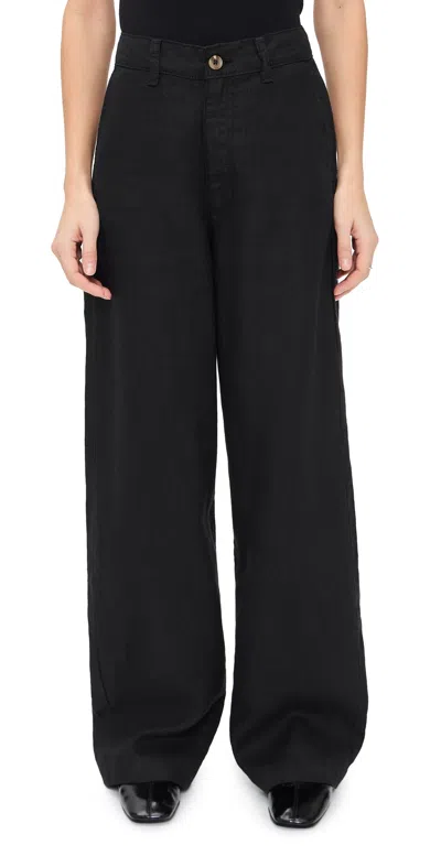 Dl1961 Taylor Relaxed Linen Trousers Black Linen