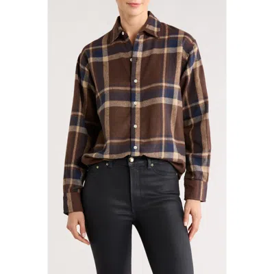 Dl1961 Themla Oversize Plaid Flannel Button-up Shirt In Brown