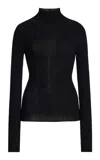 Dl1961 Turtleneck Ribbed-knit Sweater In Black