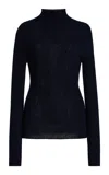 Dl1961 Turtleneck Ribbed-knit Sweater In Blue