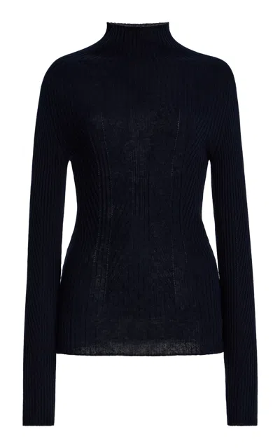 Dl1961 Turtleneck Ribbed-knit Sweater In Blue