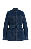 Dl1961 Tie Waist Utility Denim Jacket In Blue