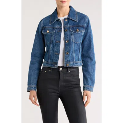 Dl1961 Vika Crop Denim Trucker Jacket In Blue