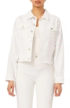 Dl1961 Vika Fray Hem Crop Denim Jacket In Milk