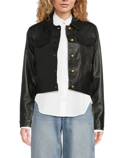 Dl1961 Women's Cropped Leather Jacket In Black