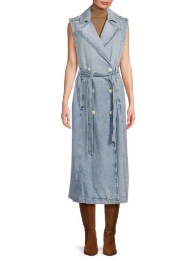 Dl1961 Women's Double-breasted Denim Trench Coat In Gray